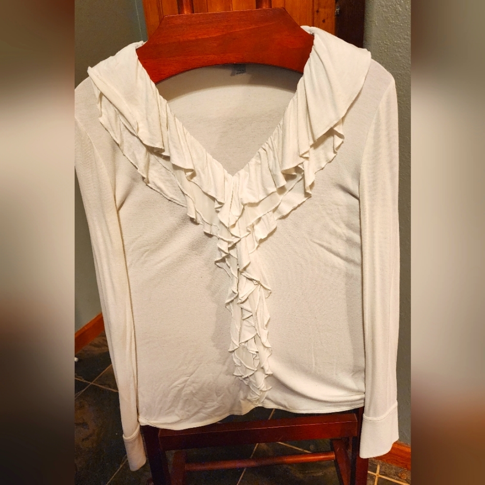 White New York & Company Stretch Blouse size Large